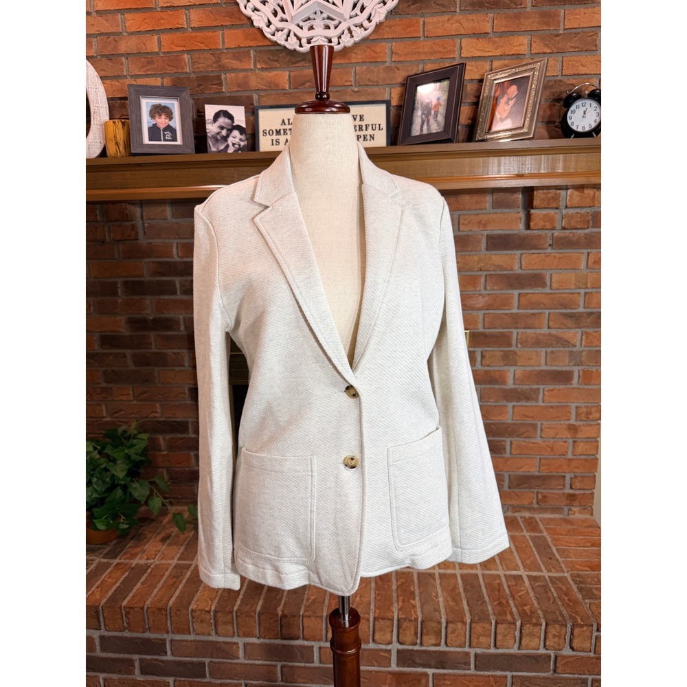 Faherty Inlet Blazer Women Light Oatmeal Melange Organic Cotton Knit M NWT